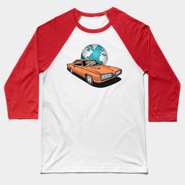 CHARGER CLASSIC GLOBE Baseball T-Shirt by Automotive_King